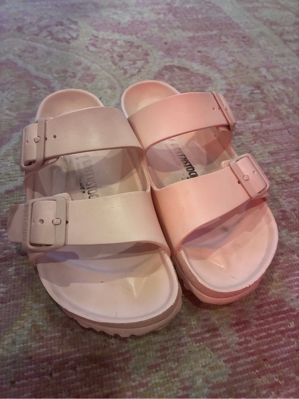 Birkenstock Double-Buckle Slide Sandals in Pale Pink